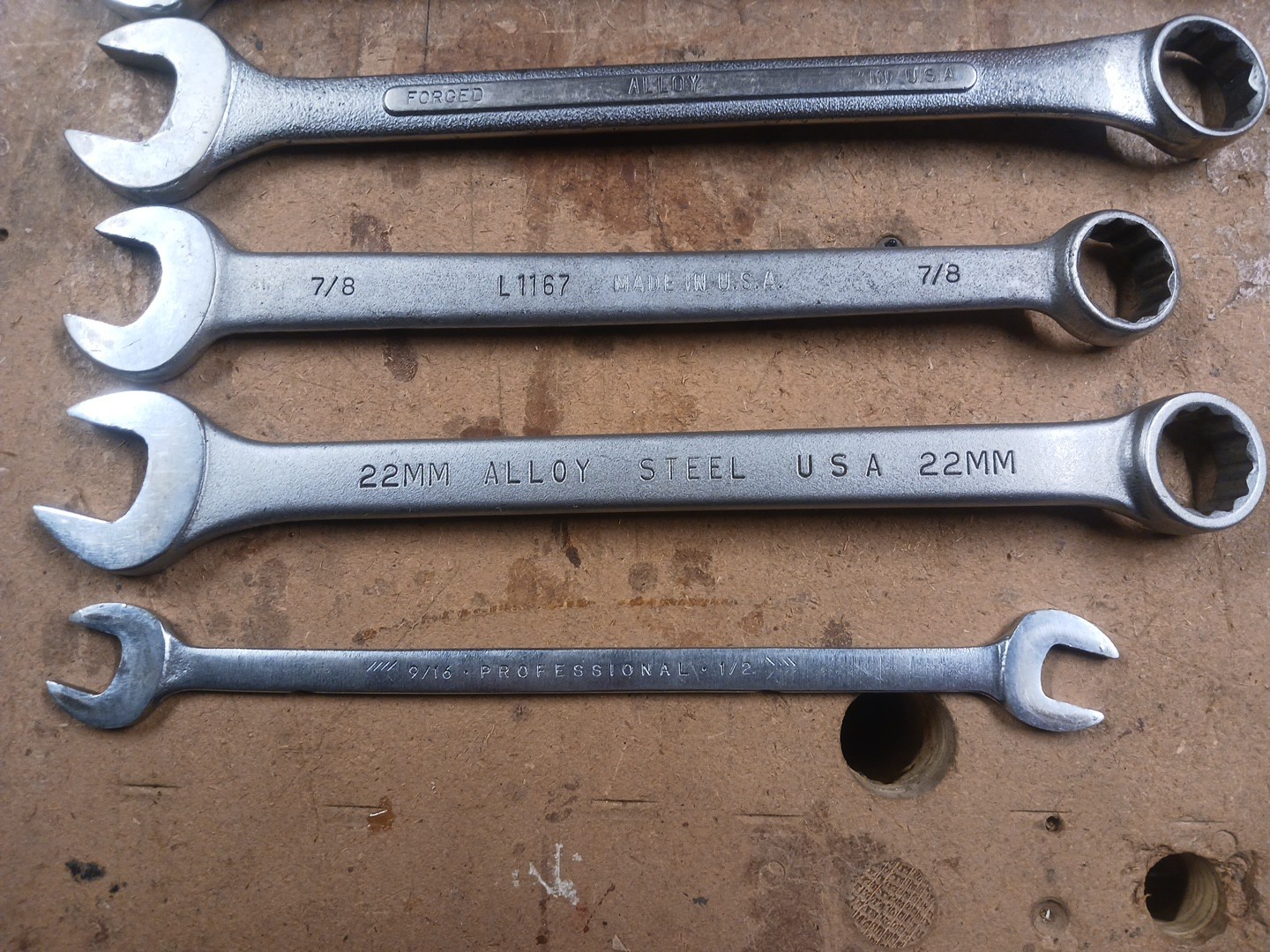 Lot of 6 USA Wrenches, Billings, Bonney, S-K, Husky,& Proto, Used