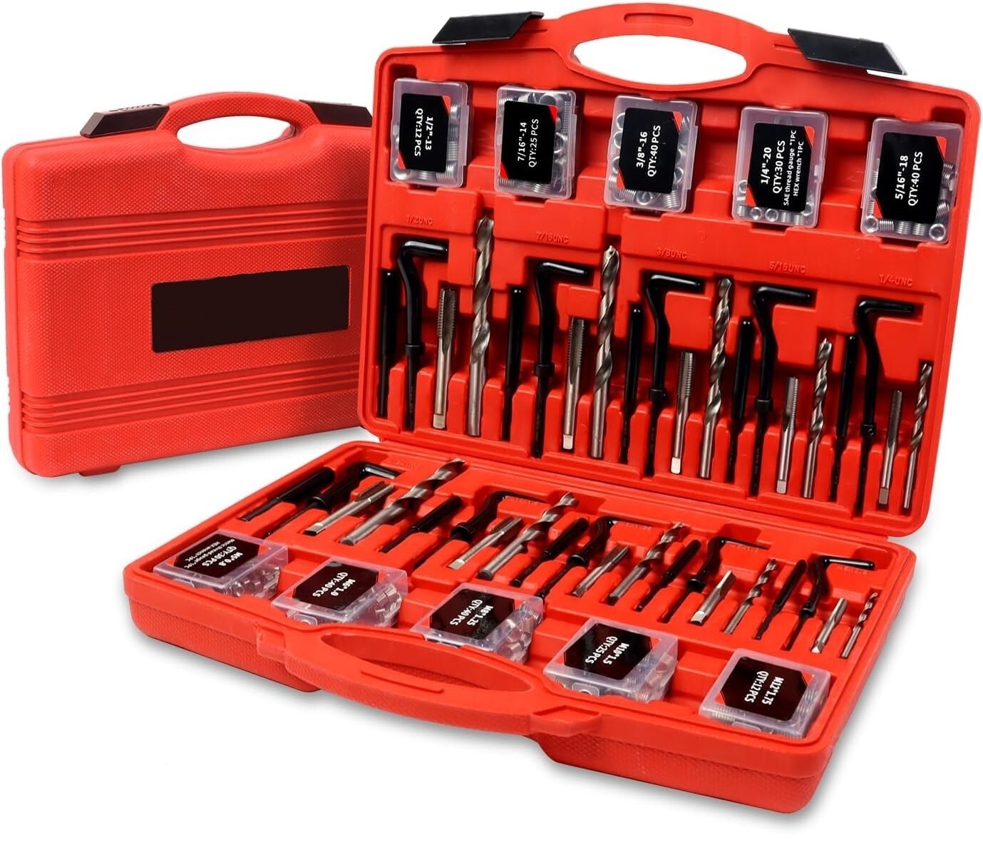 261PC Thread Repair Kit, SAE & Metric Helicoil Set (1/4″ to 1/2″, M5 to M12)