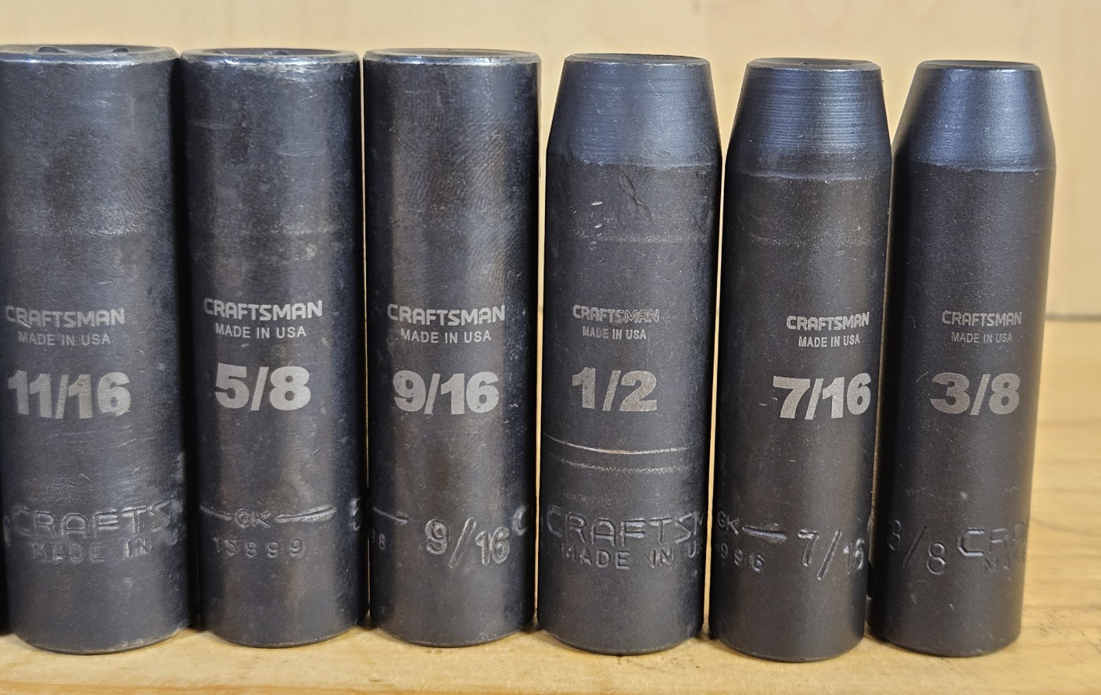 USA Used SAE Craftsman GK 1/2″ Drive Impact Socket Set 12 Pieces 3/8- 1 1/16