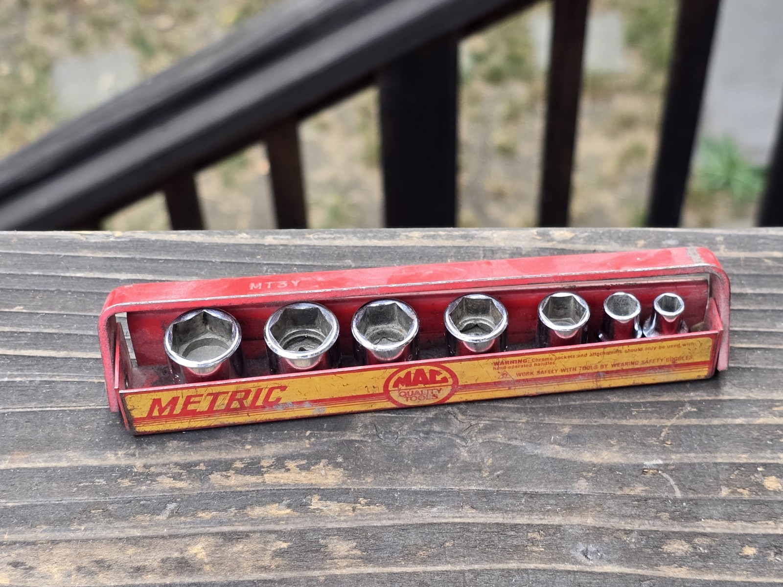 Vintage Mac Tools MT3Y 1/4″ Drive Shallow Metric 5mm-14mm 6 Point 7 Pc Set