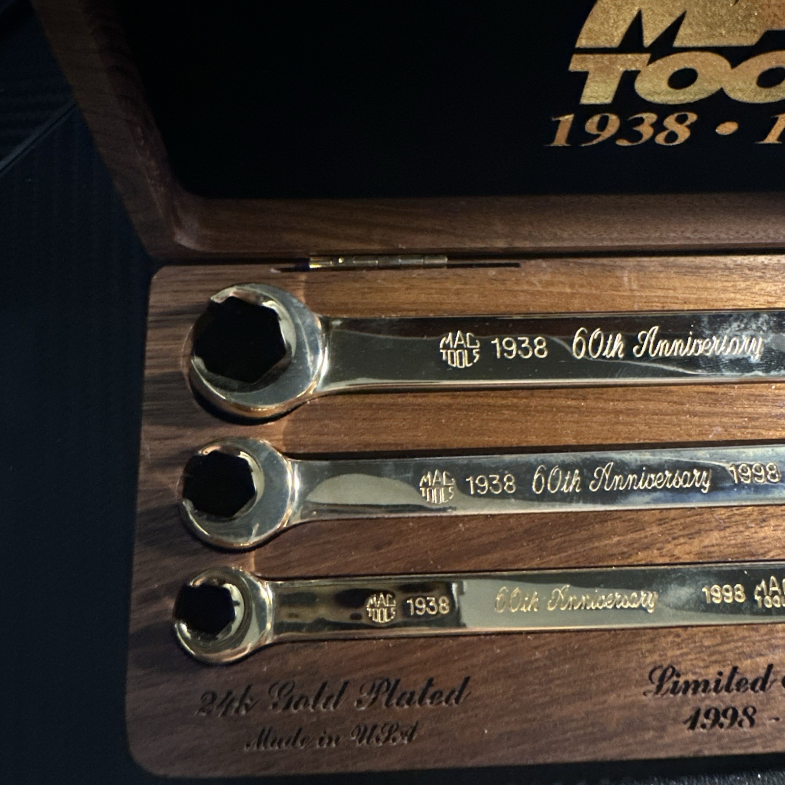 Mac Tools 1998 24K Gold Plated FLATE Nut Line Wrench Set 60th Anniversary #4895