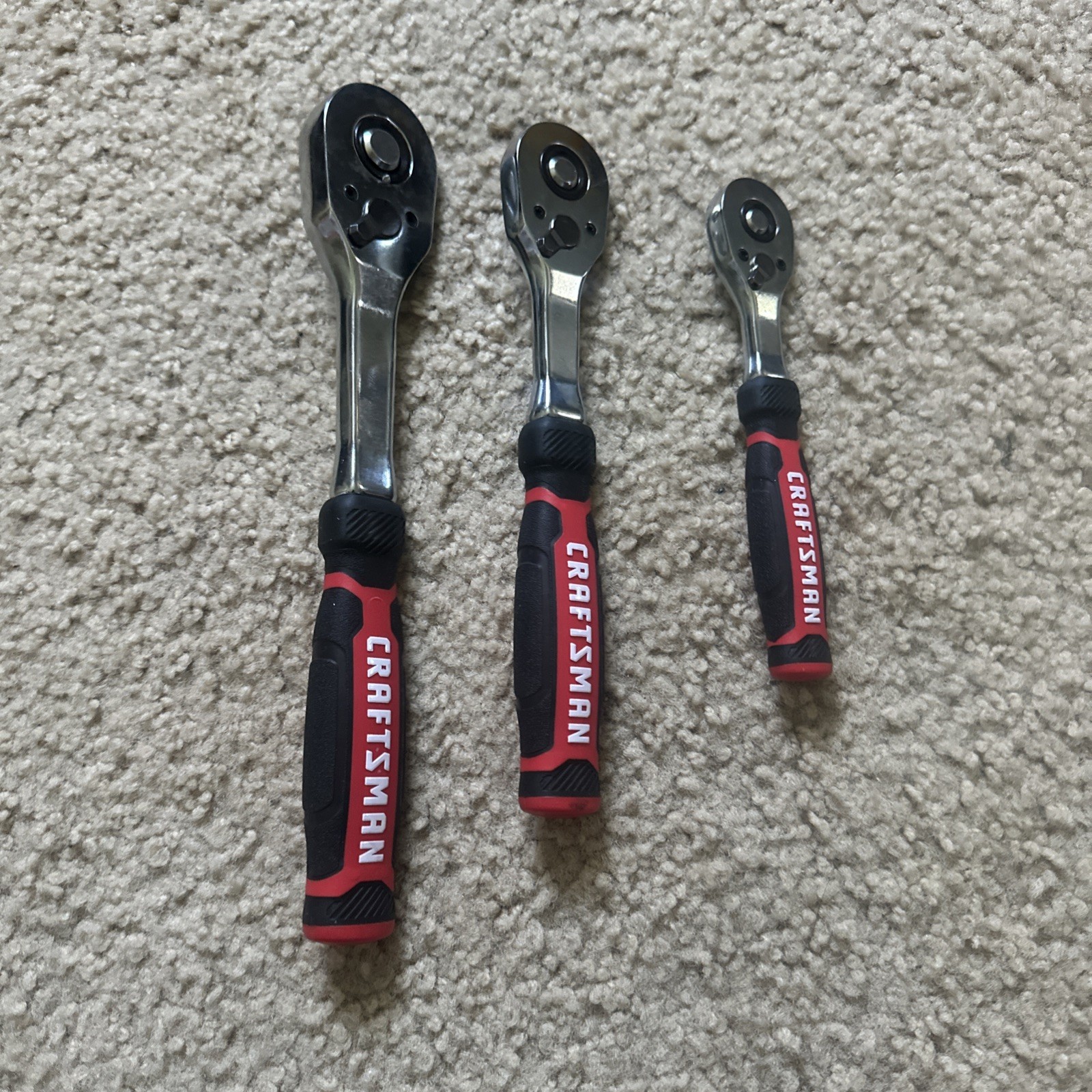 3-pc Craftsman 1/4, 3/8, And 1/2 Drive 72-tooth Ratchet Comfort Grip