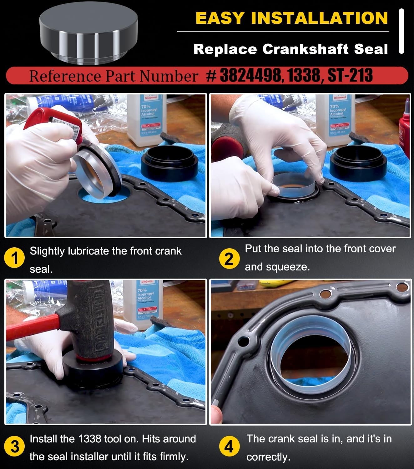 Front Cover Crankshaft Seal & Wear Sleeve Installer Tool Kit For Dodge Cummins 3