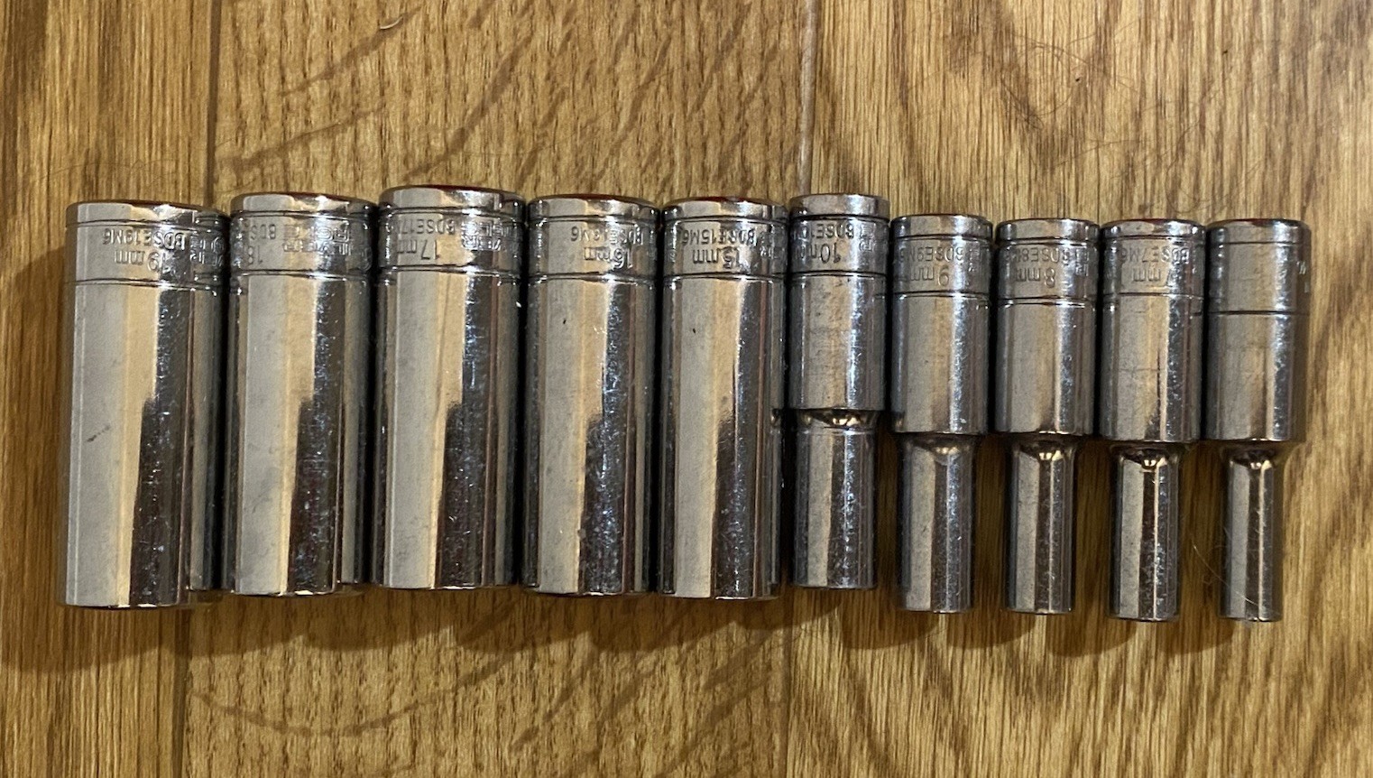 MATCO Tools Silver Eagle Chrome Metric 6 Pt. Deep Socket Set BDSE 6-10 15-19mm