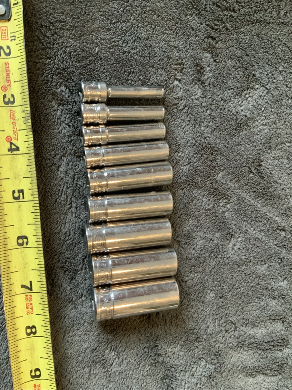 Snap On 1/4” Deep Sockets, 6pt, New Style…5,6,7,9,11,12,13,14,15….see Pics…mmm