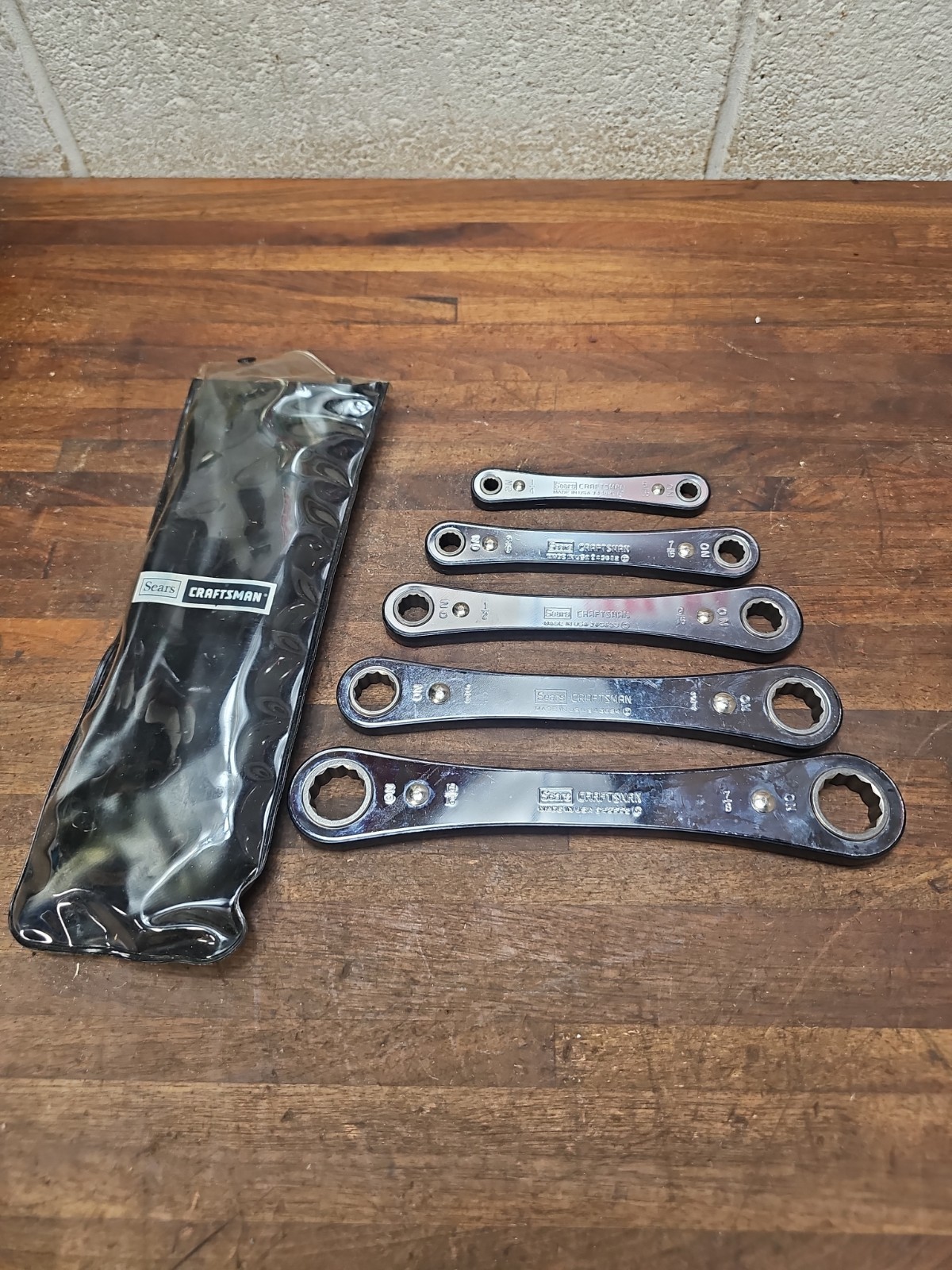 PP4- CRAFTSMAN 5Pc. BOX END RATCHETING WRENCH SET~ 9-4368 W/POUCH USA