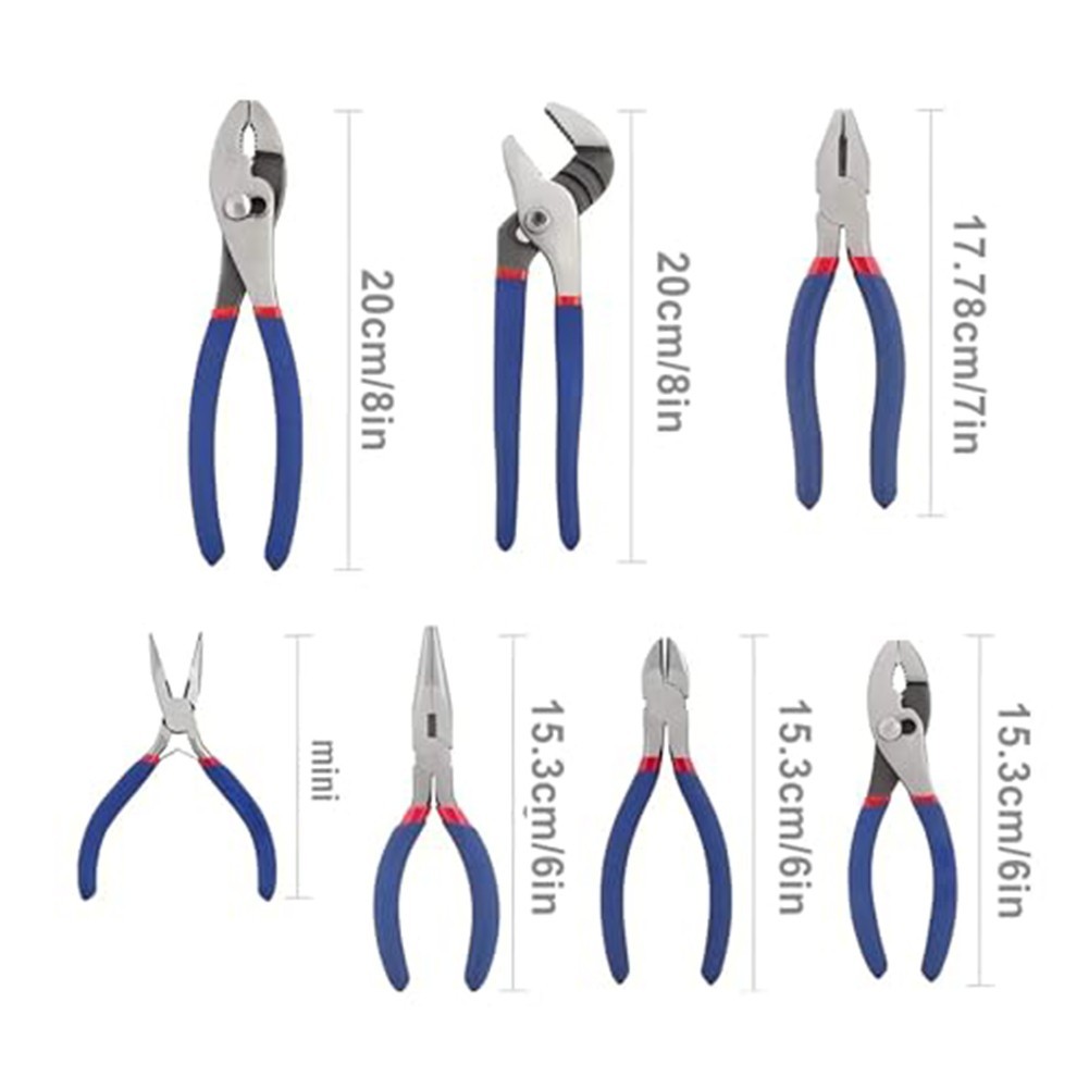 Set of 7 For DIY Pliers Long Nose Slip Joint Tool for Home Improvement