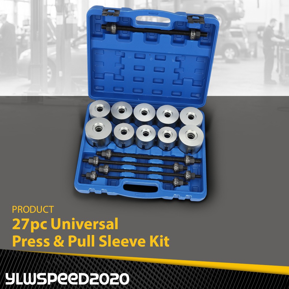 Universal Press & Pull Sleeve Kit Bush Bearing Removal Insertion Tool Set 27PCS