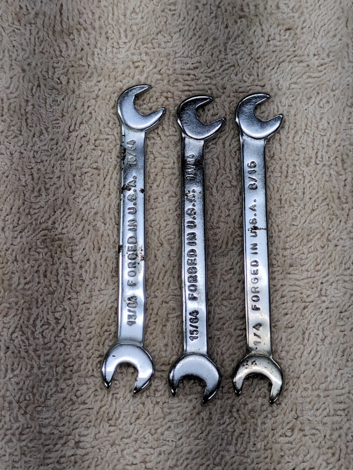 Indestro Super SAE 4 Way Angle Open End Ignition Wrench Set No. 888 Vtg USA