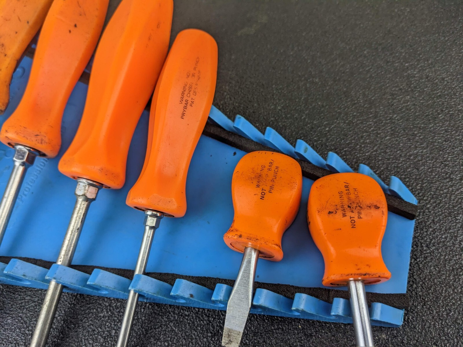 #bf627 Snap-On Tools HI-VIZ ORANGE 7 Piece Hard Handle Screwdriver Set
