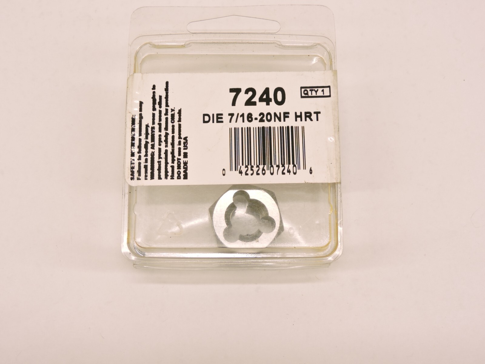 7/16-20 NF X 7/8″ Hex Die Irwin Hanson 7240 CS USA Carbon Steel Rethreading