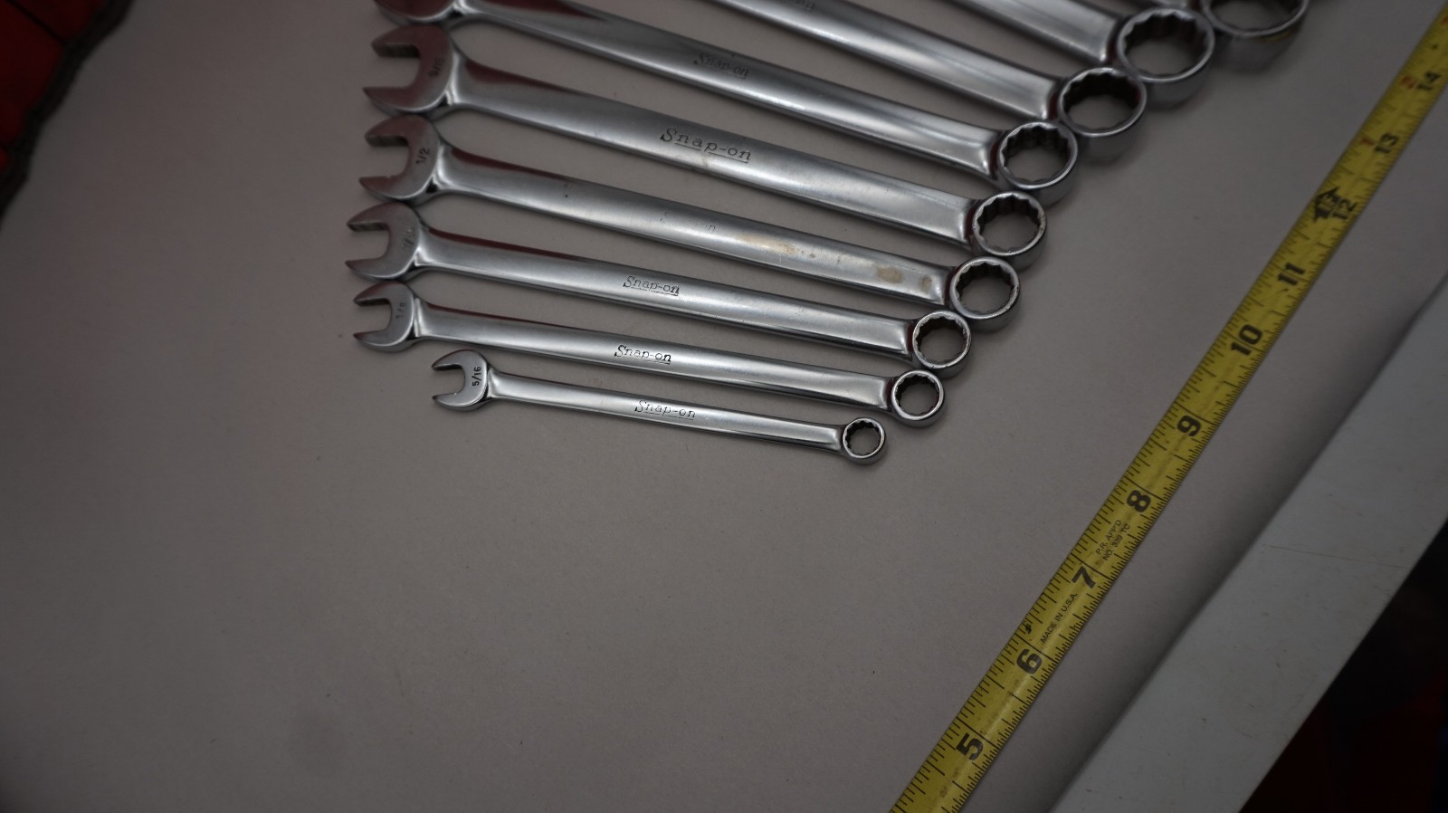12 Snap On Combination Wrench Set C-114B In Red Mat Roll OEX 5/16 – 1″ Chrome