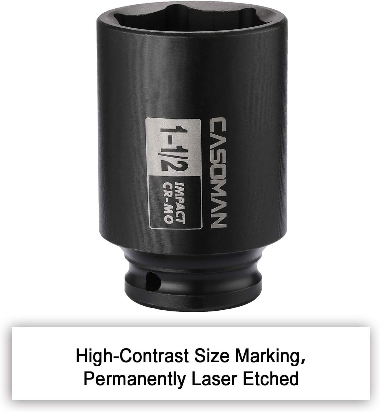 High-Torque 1-1/2″ SAE 6-Point Impact Socket – Chrome Molybdenum Steel Strength