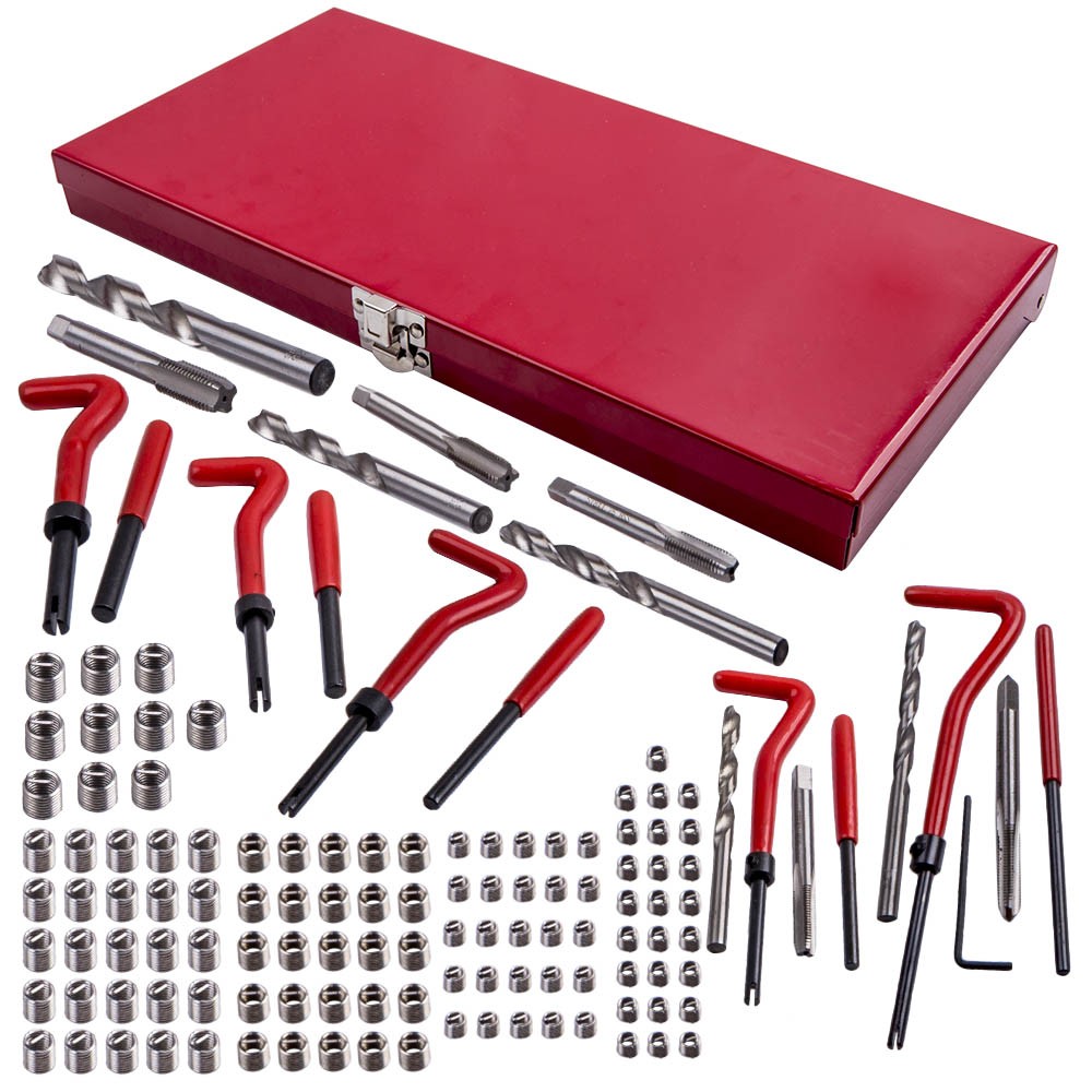 131 pcs Thread Repair Tool Kit Drill Bits Taps Threaded Inserts Installation