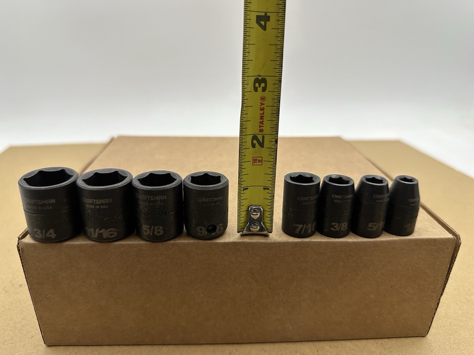 Craftsman GK 1/4″ to 3/4″ 6 Pt Shallow Impact Socket Set 3/8″ Dr 15880 USA *READ