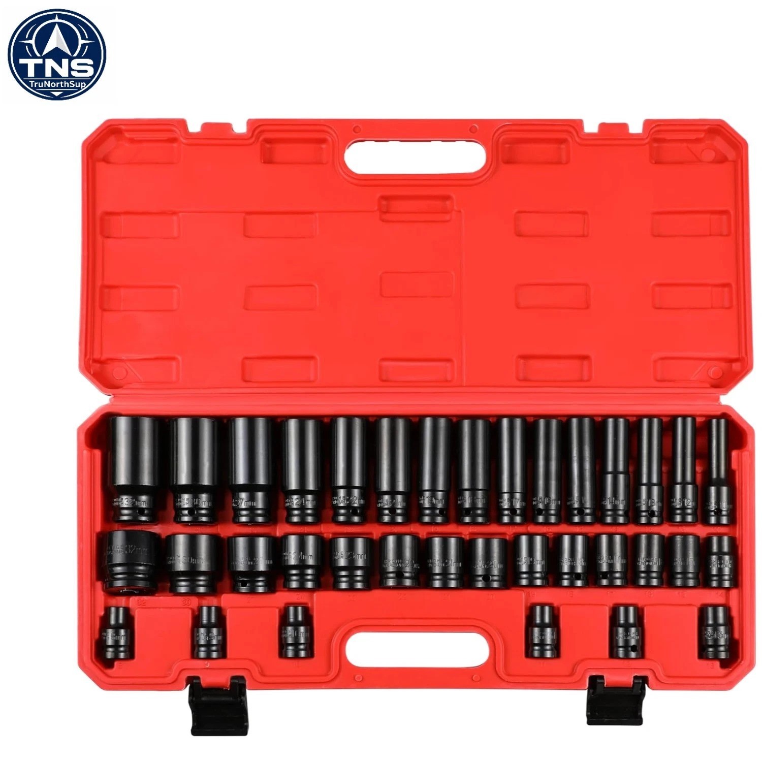 35-Piece Professional Impact Socket Kit with Durable Storage Case & Metal Rod