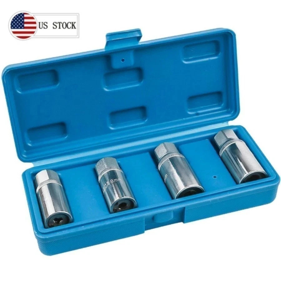 4pc Socket Stud Screw Extractor Remover Installer 6 , 8,10,12mm w/Roller Bearing