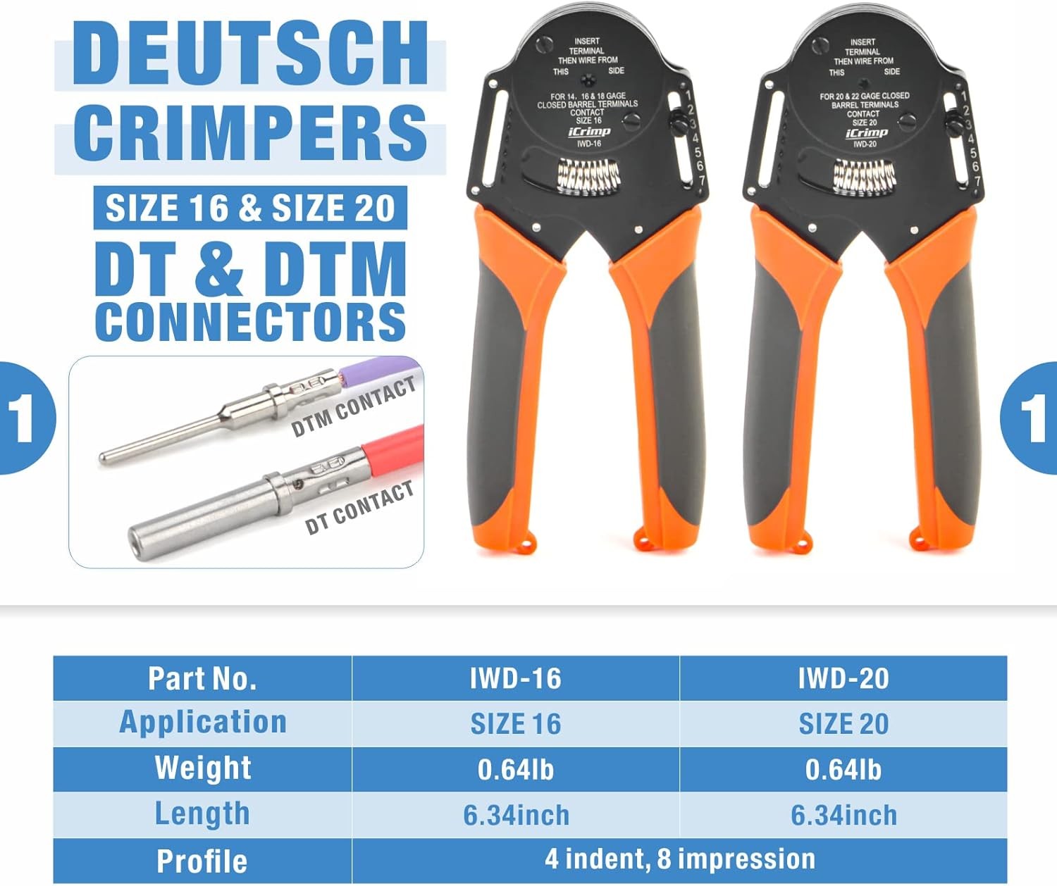 IWISS iCrimp KIT-DC02 Wire Crimping Tool Kit for Deutsch Connectors and 8PCS