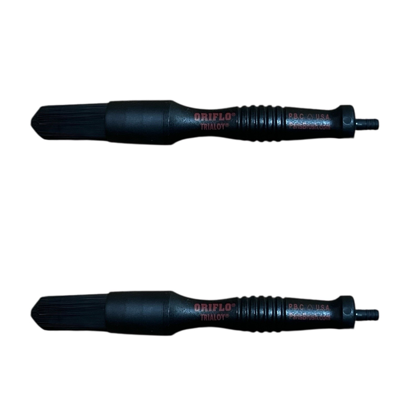 Qty 2 Oriflo Trialoy 10.25” Long Flow Thru Parts Brushes No Hose Black New Set