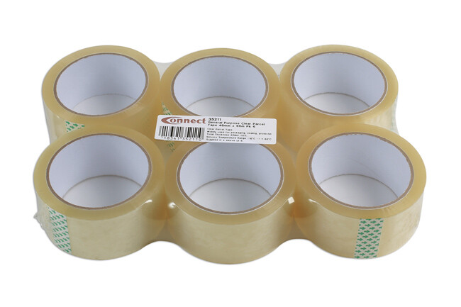 Connect 35211 General Purpose Clear Parcel Tape 48mm x 66m Pk 6