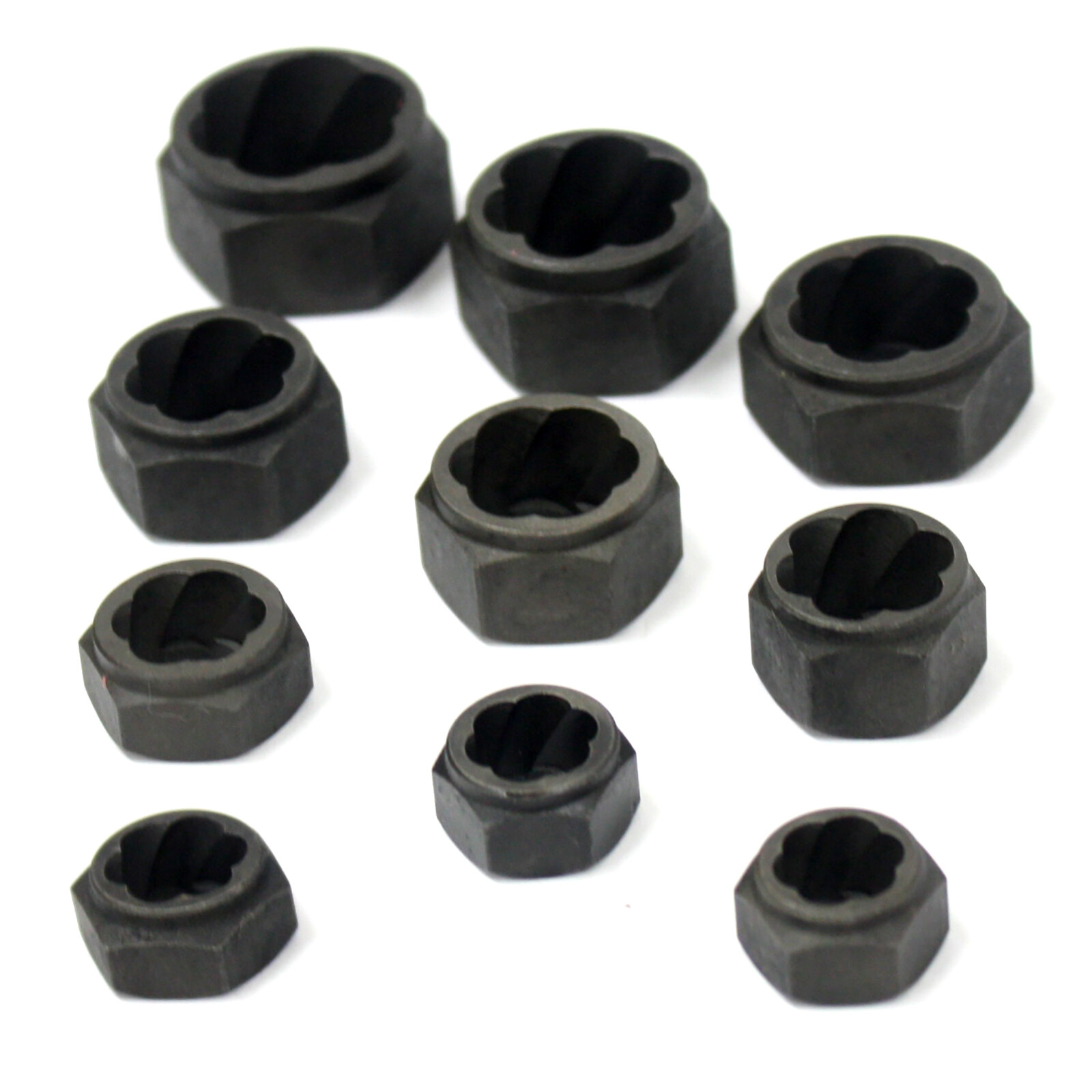 10pc 9 – 19mm Low Profile Damaged Broken Rounded Stud Nut Bolt Remover Twist Set
