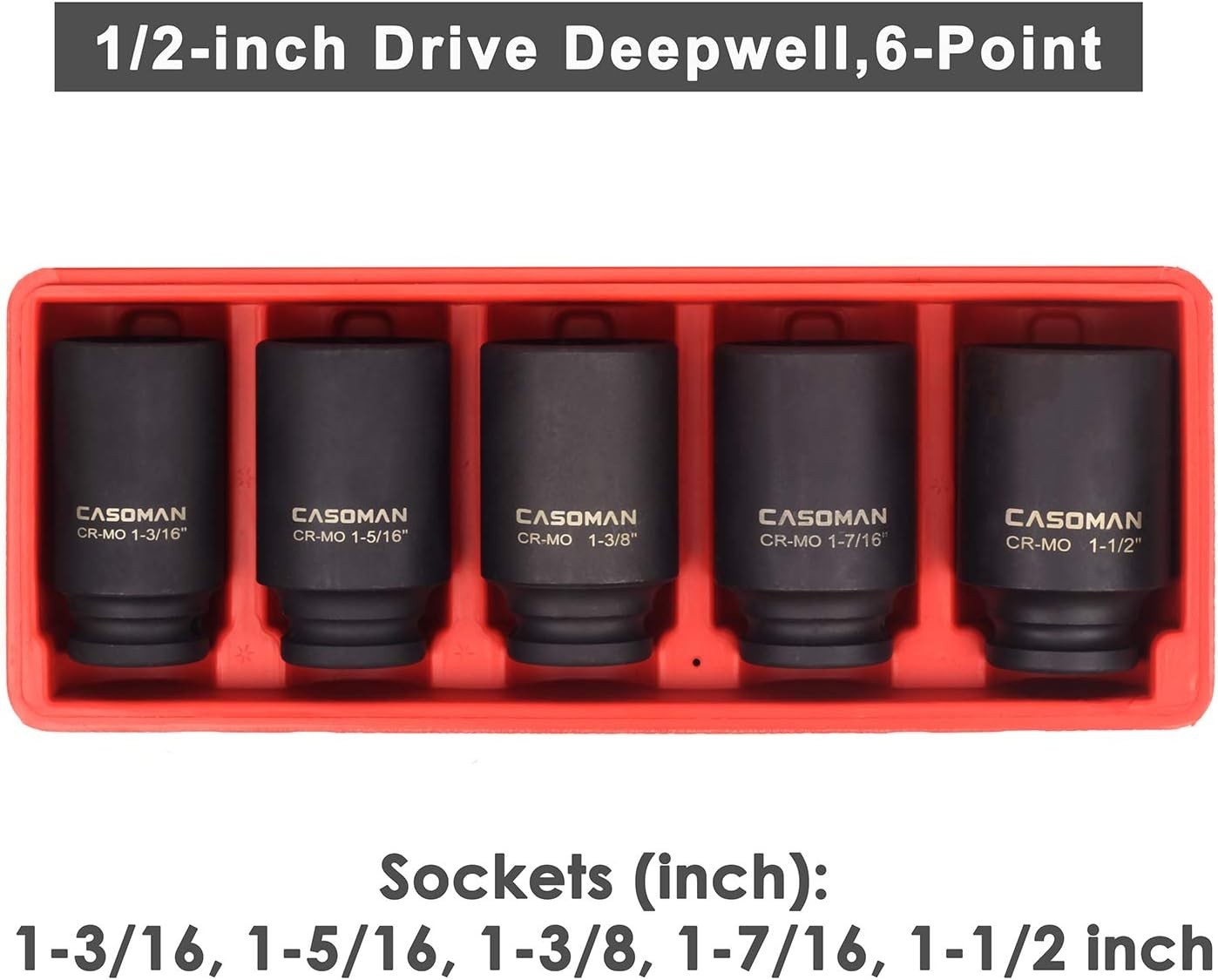 1/2-Inch Drive Deep Spindle Axle Nut Impact Socket Set, 1/2″ Drive Deep Impac…