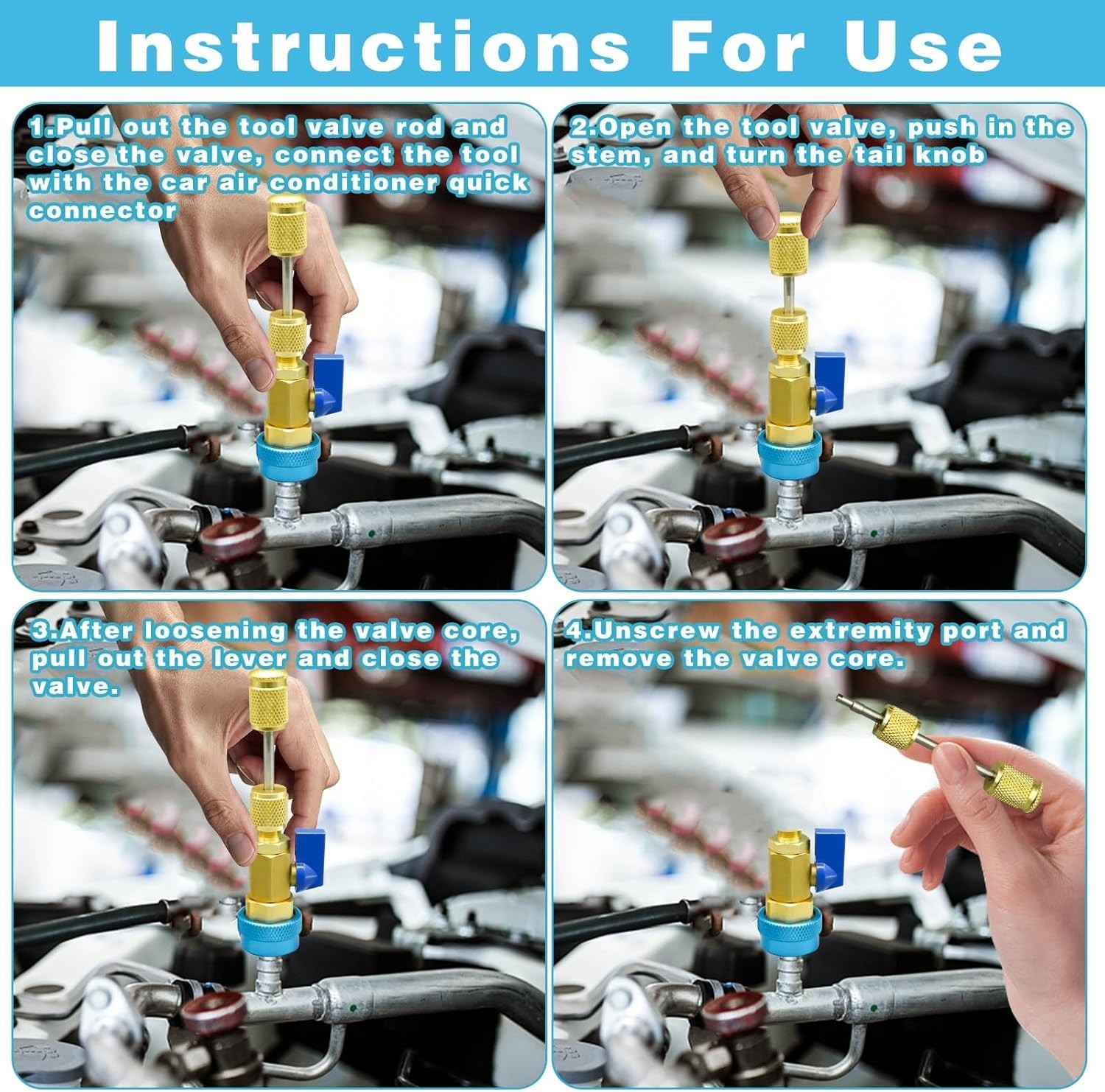 31Pcs R134A AC Valve Core Removal Tool Set, Quick Installer for High/Low Pressur