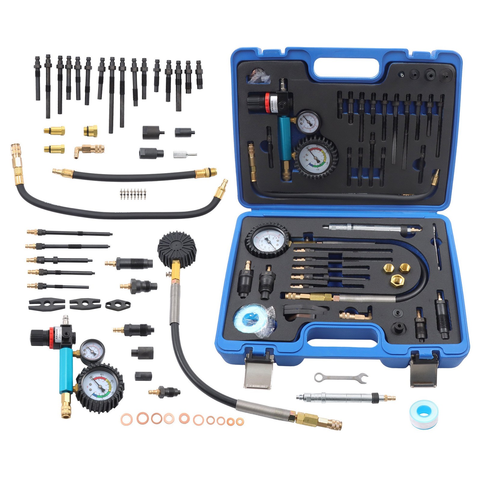 LABLT 46PCS Engine Compression & Leak Down Tester Kit Petrol Diesel Universal