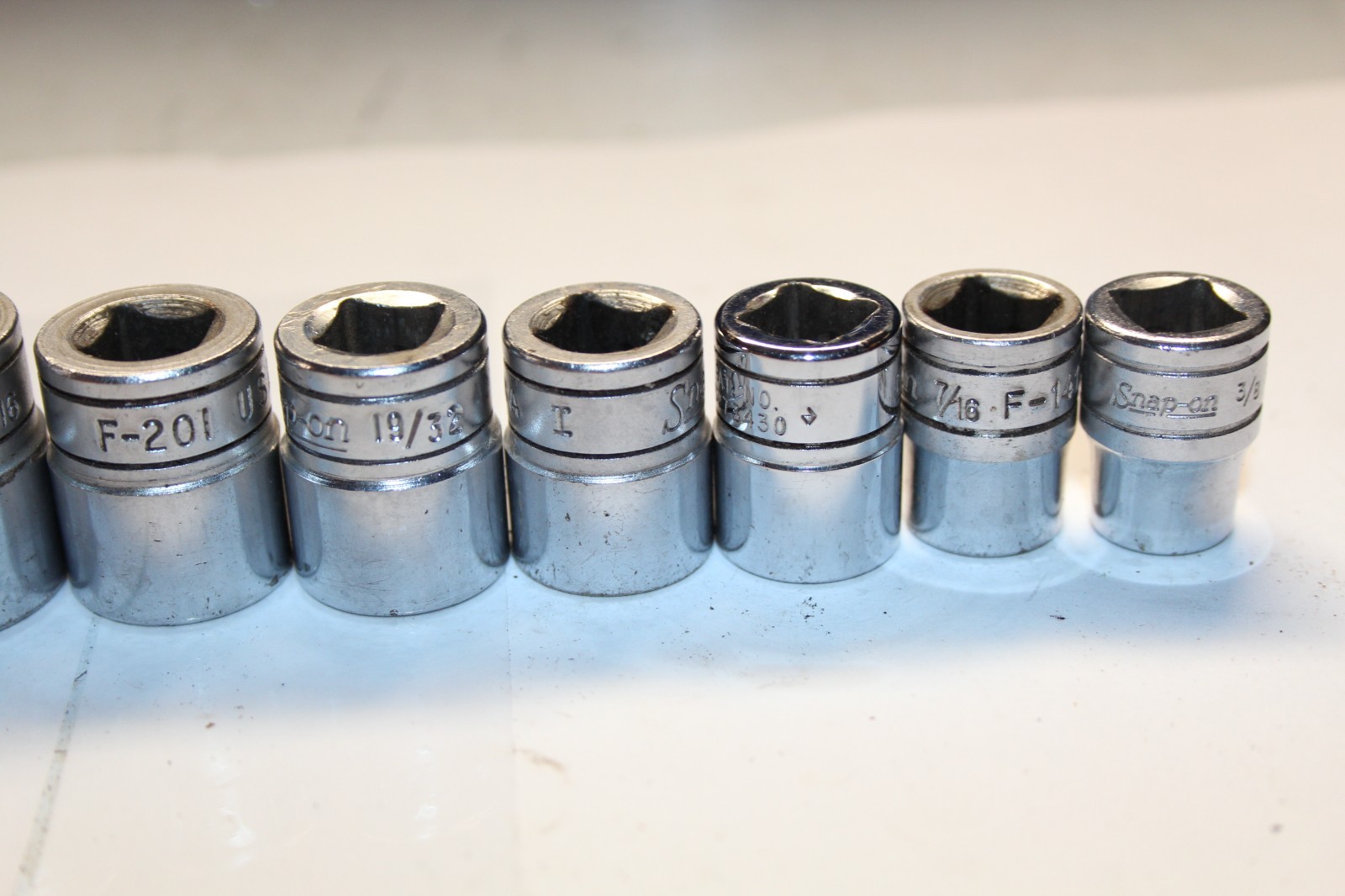 SNAP-ON TOOLS 3/8″ Drive 12-Point SAE Shallow Socket Set (3/8″-7/8″) 10PCS USA