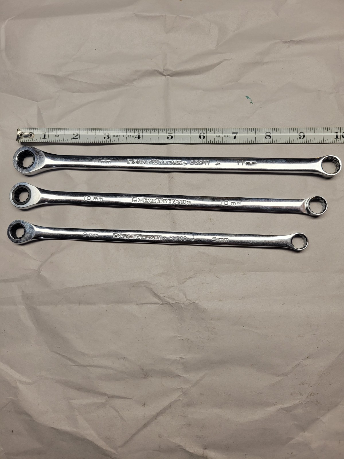 Gearwrench 8mm,9mm,10mm 11mm LX-Ratcheting Gearbox Wrenches VG PLUS COND 4pc
