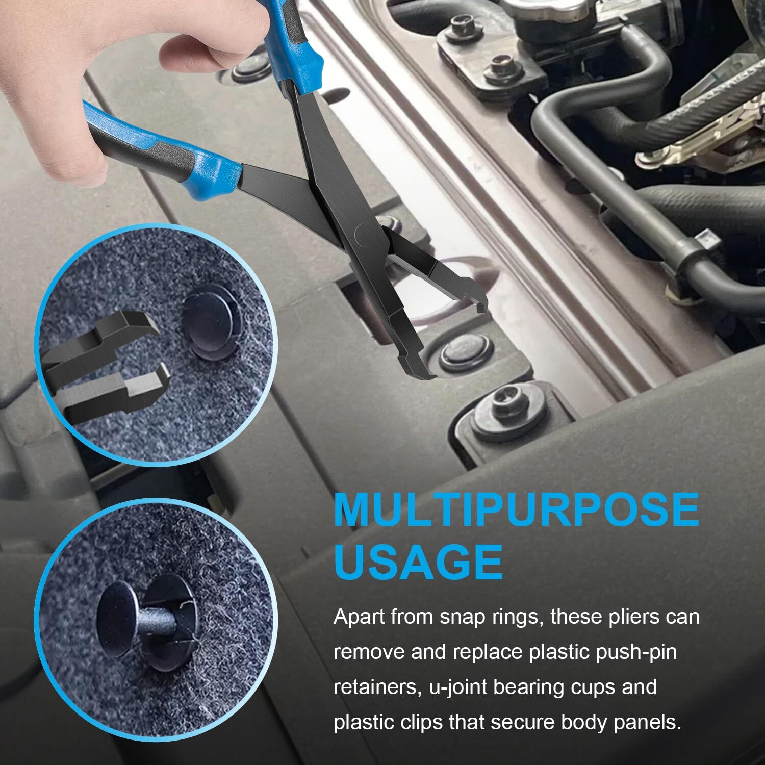Straight U-Joint Snap Ring Pliers Plastic Push Pin Pliers Tool 70300