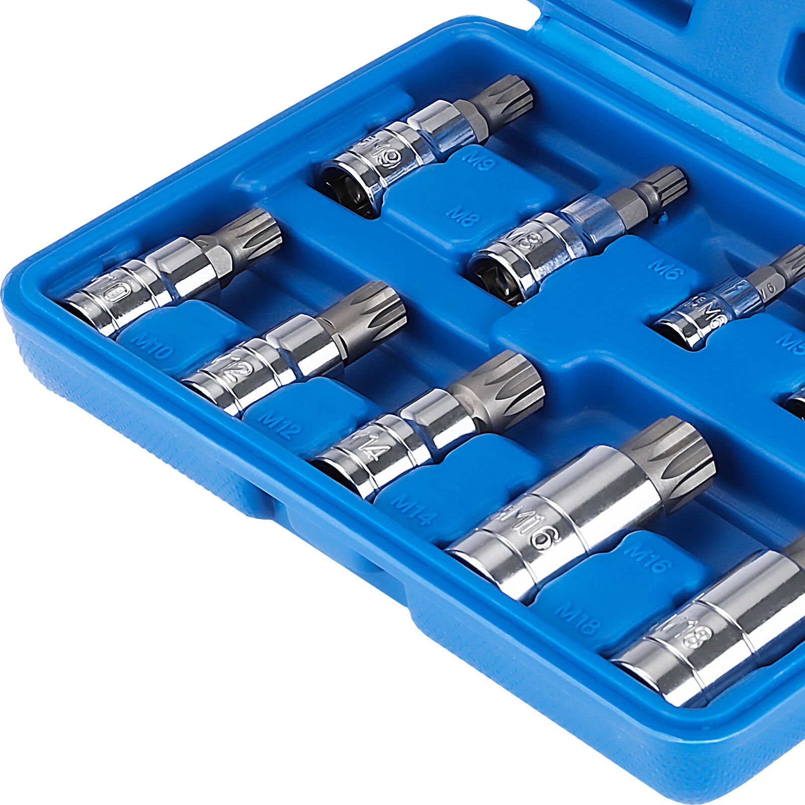 10 PCS Triple Square Socket Set 4MM-18MM Alloy Steel Bits W/ Carrying Case