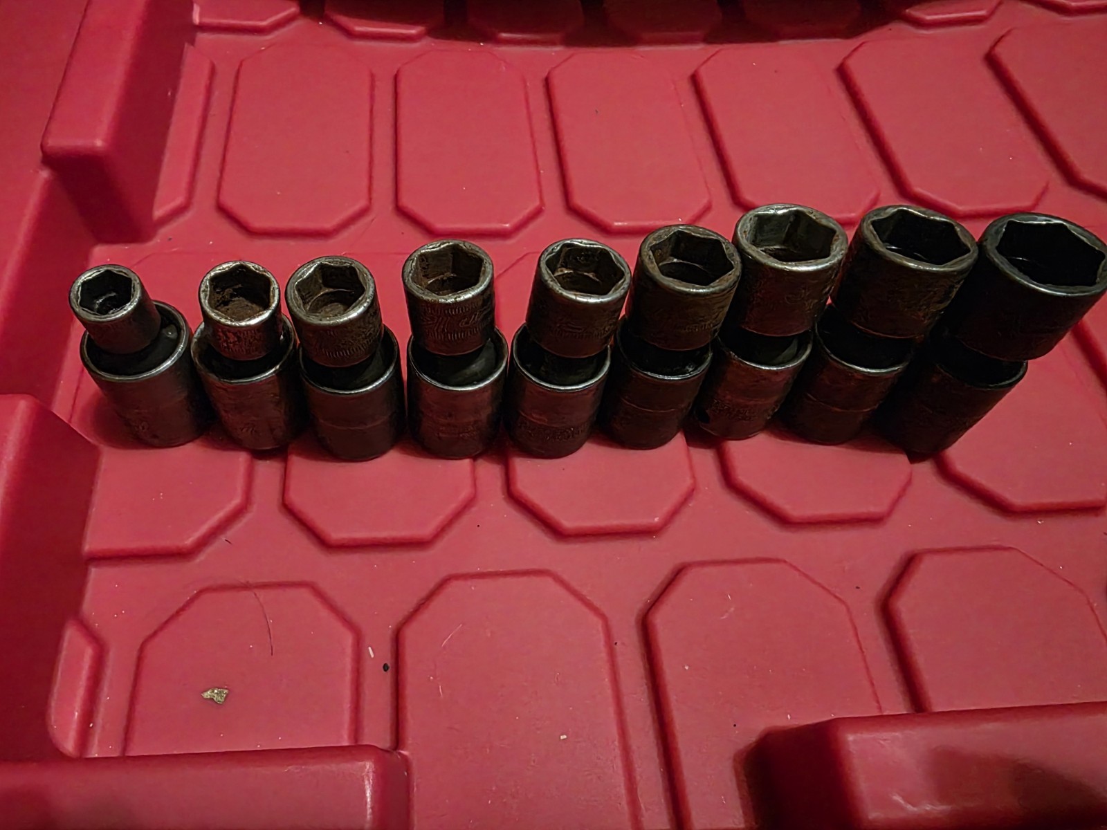 9 Snap On 3/8 Metric Impact Swivel Sockets 10mm 12mm- 19mm