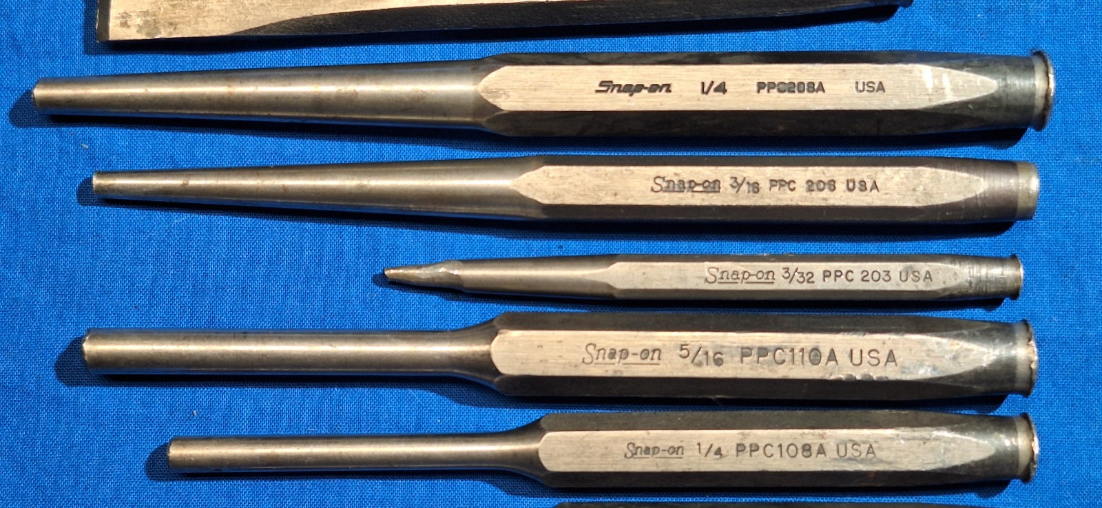 Snap-On 12 piece punch and chisel set PPC820A PPC110A PPC208A PPC108A PPC816A