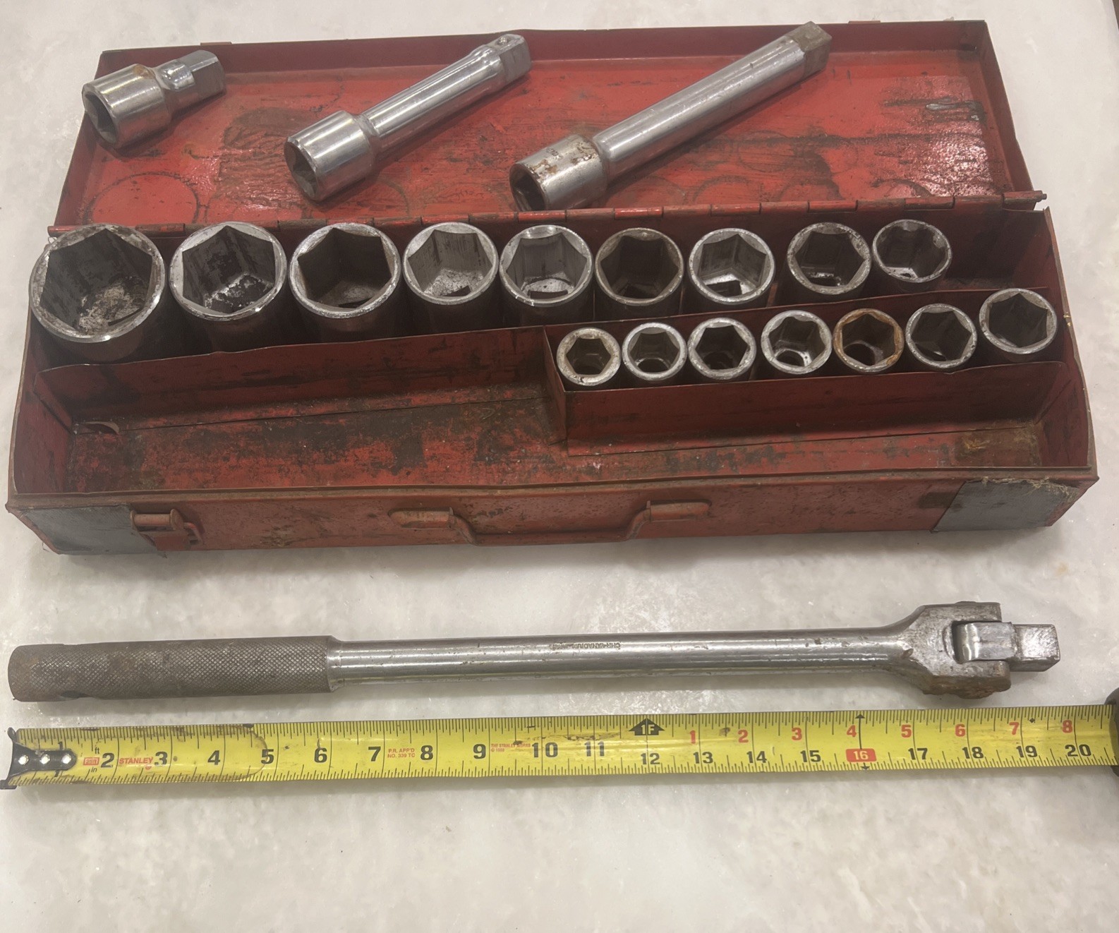 Pro Socket Set: 3/4 in Drive SAE 3/4 to 2”, Breaker Bar, 3 Extensions VTG. JAPAN
