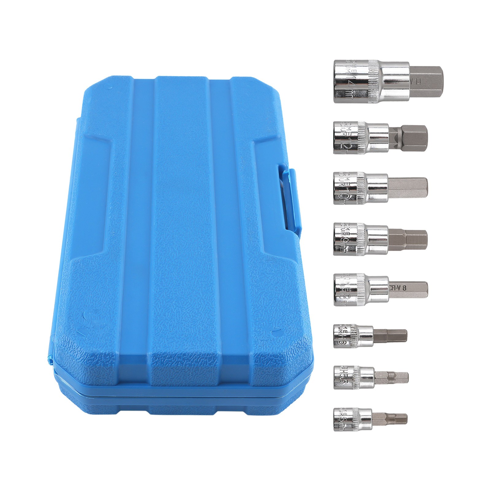 1/4 3/8 1/2 Drive 13pc Metric Hex Socket Bit Set CR-V S2 Steel 2mm to 14mm Case