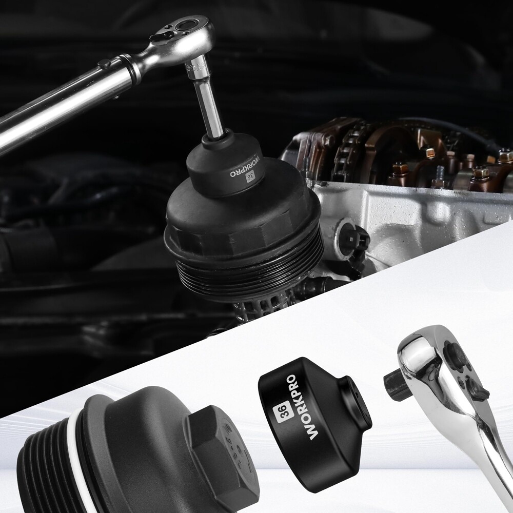 WORKPRO 36 mm Oil Filter Removal Tool Oil Filter Socket Wrench Oil Filter Wrench