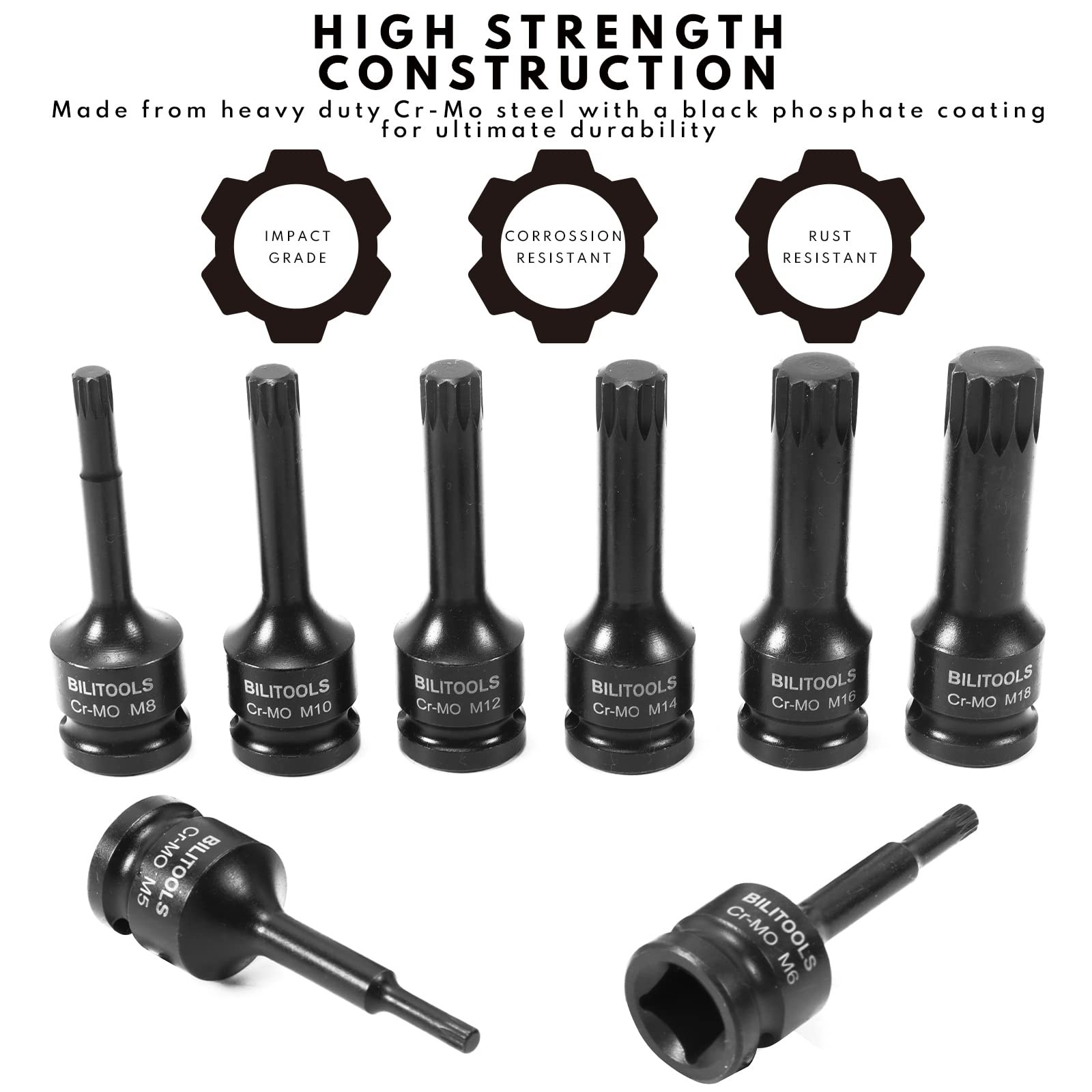 Impact XZN Triple Square Bit Socket Set 1/2 Inch Drive CrMo Steel M5M18