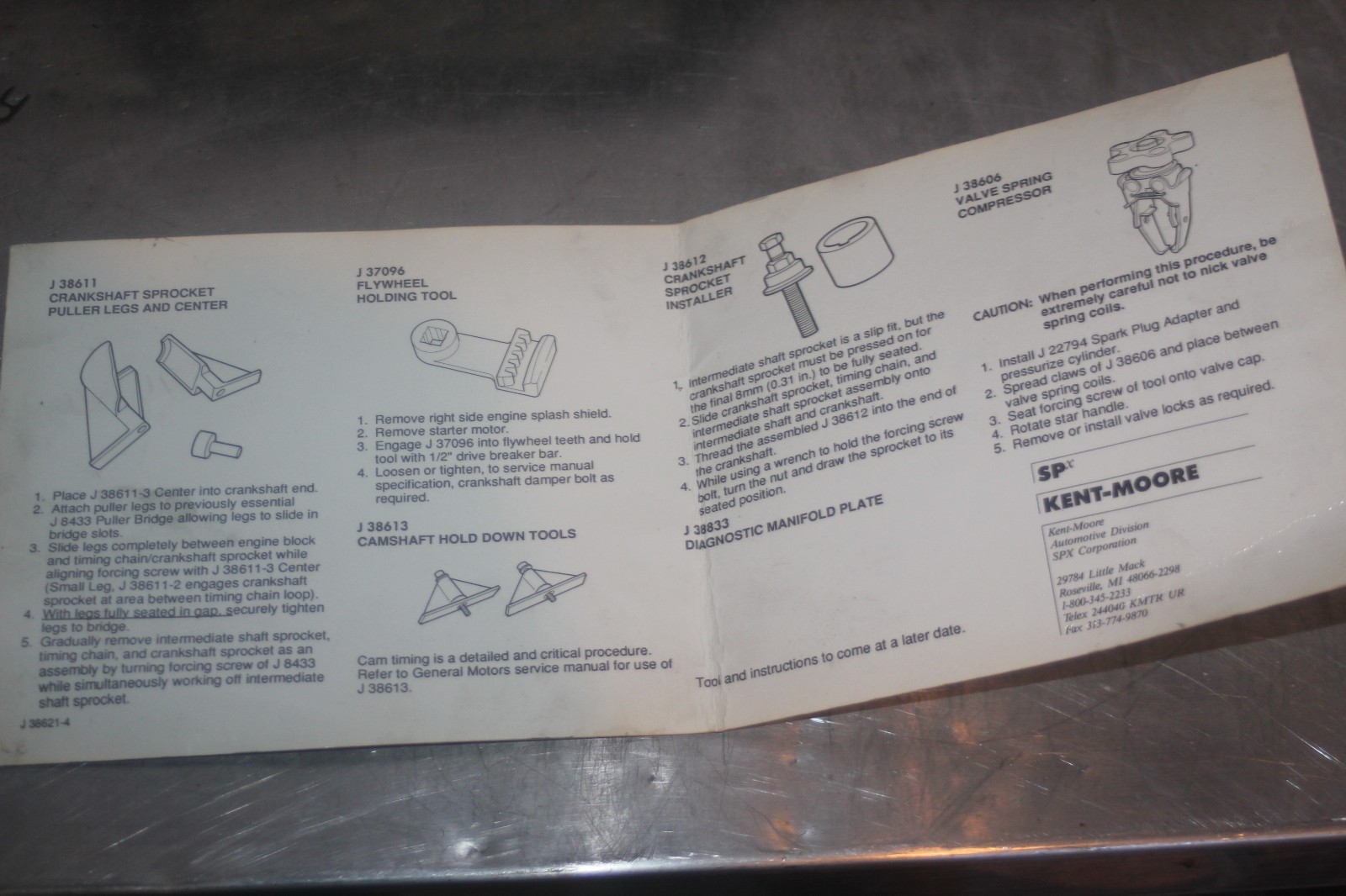 Kent Moore 3.4 Liter V6 Dual Overhead Cam Engine Special Service Tool Set