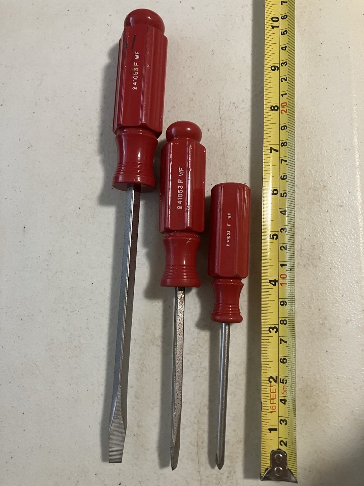 Vintage Craftsman 3 pc Phillips & Flat head Screwdrivers Solid Red Lot 41053 F