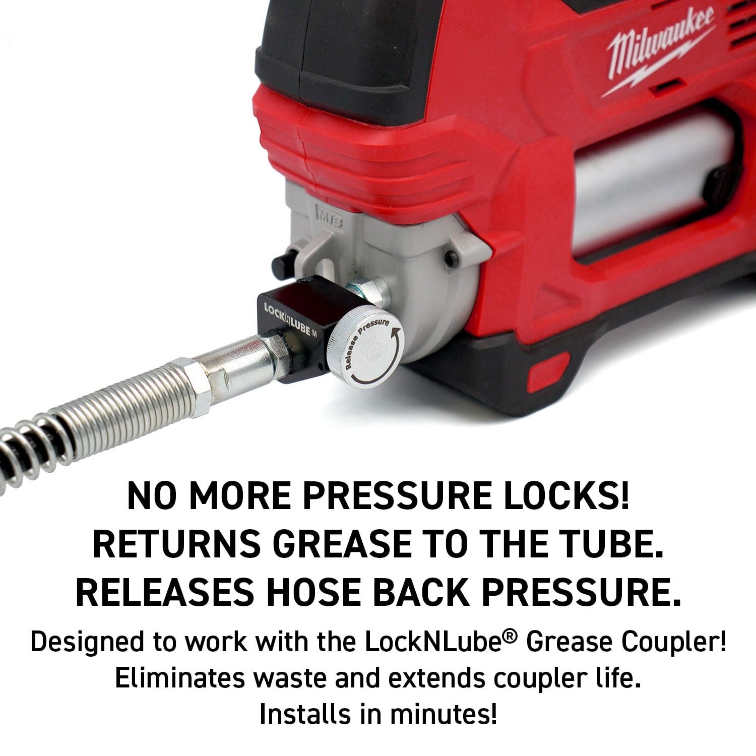 LockNLube Pressure Return Valve for Use Compatible with Milwaukee M18, black