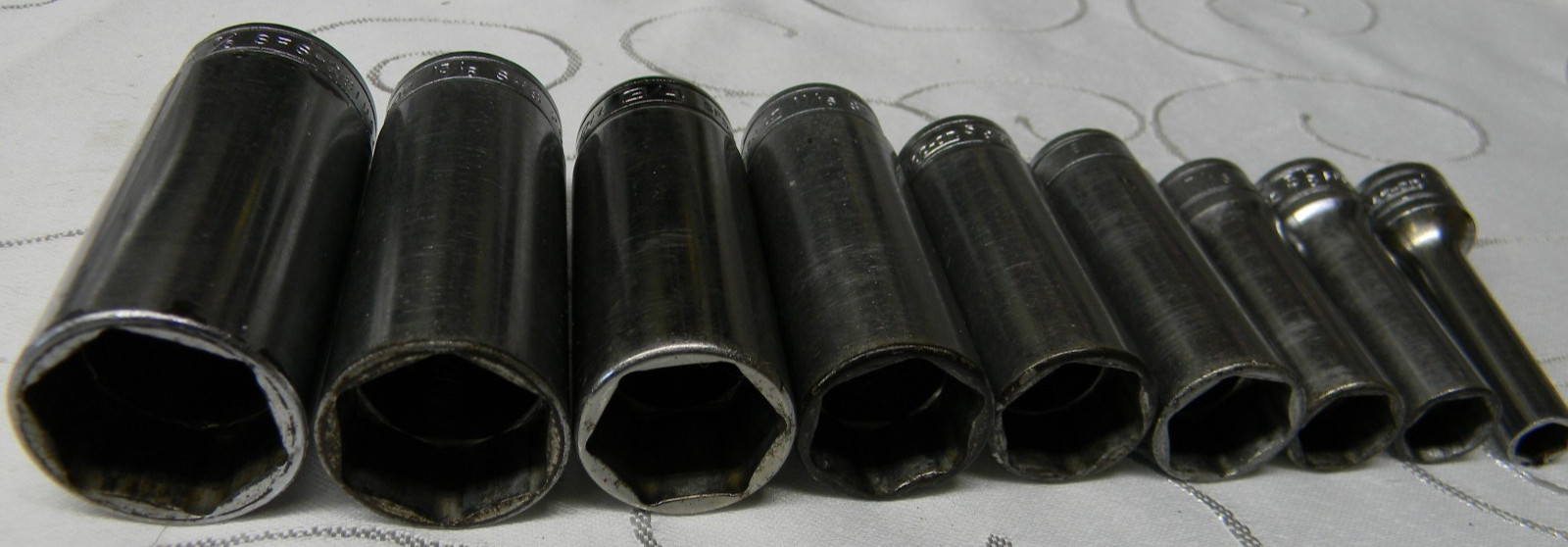 SNAP-ON 3/8″ DR 9PC SAE 6PT FLANK DRIVE DEEP SOCKET SET #211SFSY MINUS 5/16,1/2″