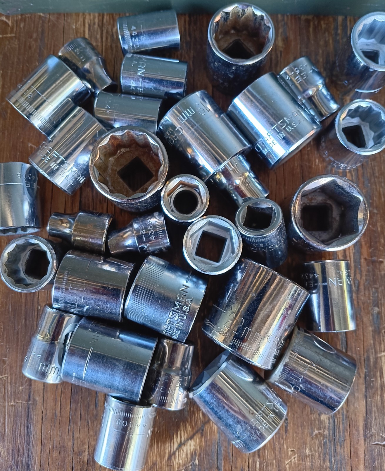 Craftsman Sockets & Other 3/8″ Drive Shallow SAE & Metric Mixed Size Lot 60+ USA