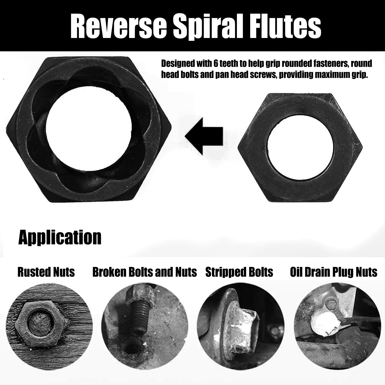 11pc Grip & Twist Sockets Locking Wheel Nut Removal Stud Extractor Rounded Bolts