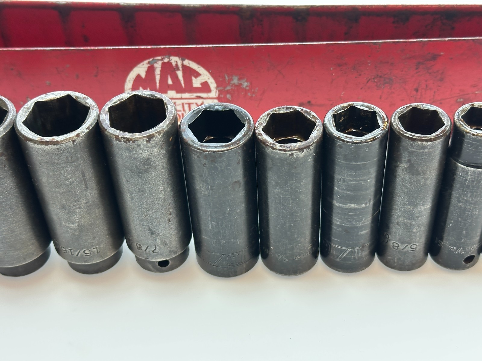 🇺🇸MAC Tools / Snap-On 13pc 7/16 to 1-1/4” SAE Deep Impact Socket Set, 1/2” Dr.