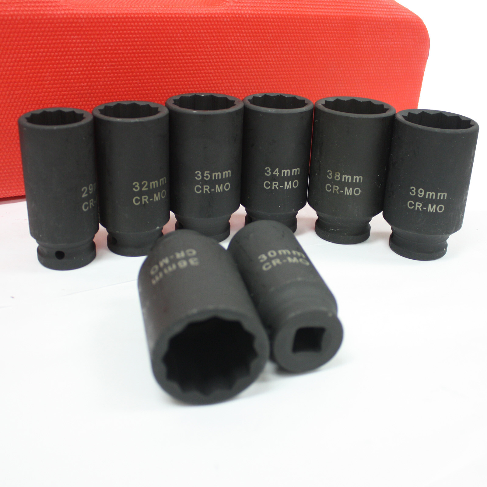 8pc 1/2″ Dr. METRIC DEEP IMPACT SOCKET SET 12 POINT NUT SPINDLE AXLE 90MM LENGTH