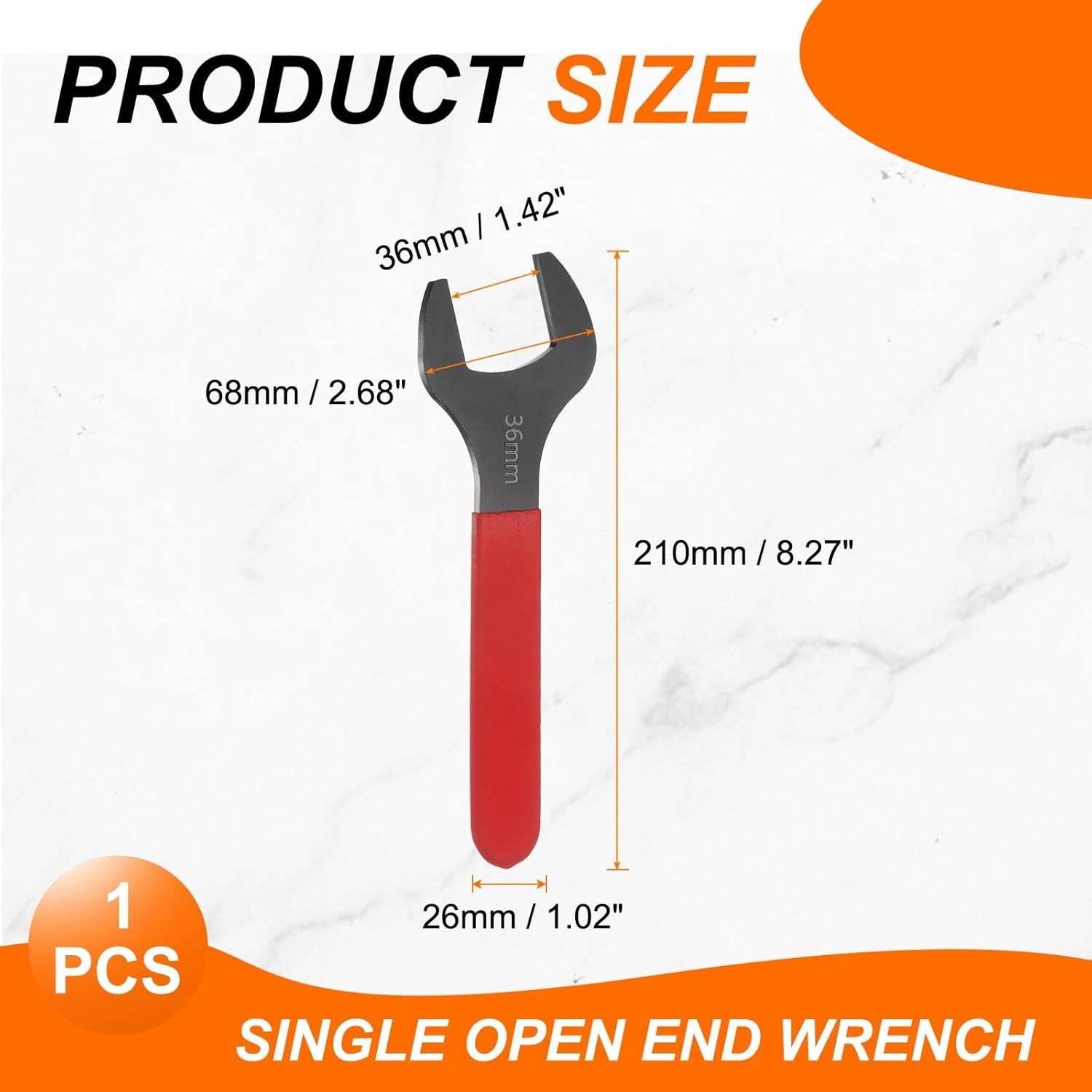 Single Open End Wrench 36Mm Metric 15 Degree Offset Angle U-Shaped Open Ended Sp