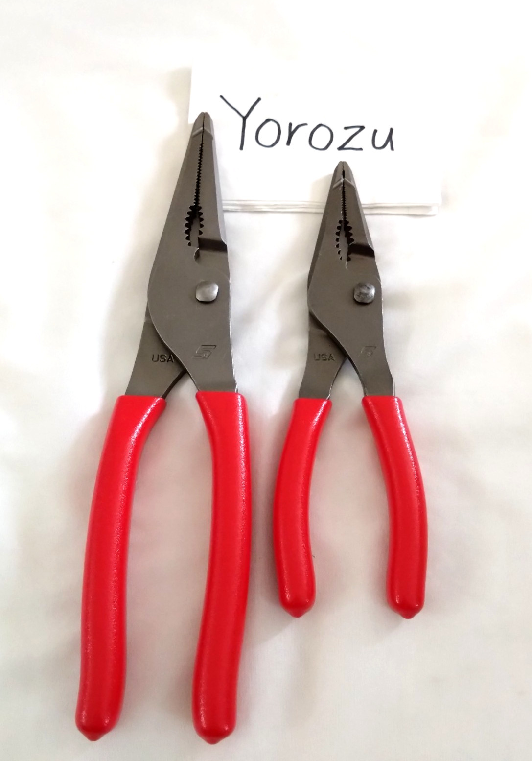 New Snap On LN47ACF & LN46ACF Needle Nose/Slip-Joint Combination RED Plier Set
