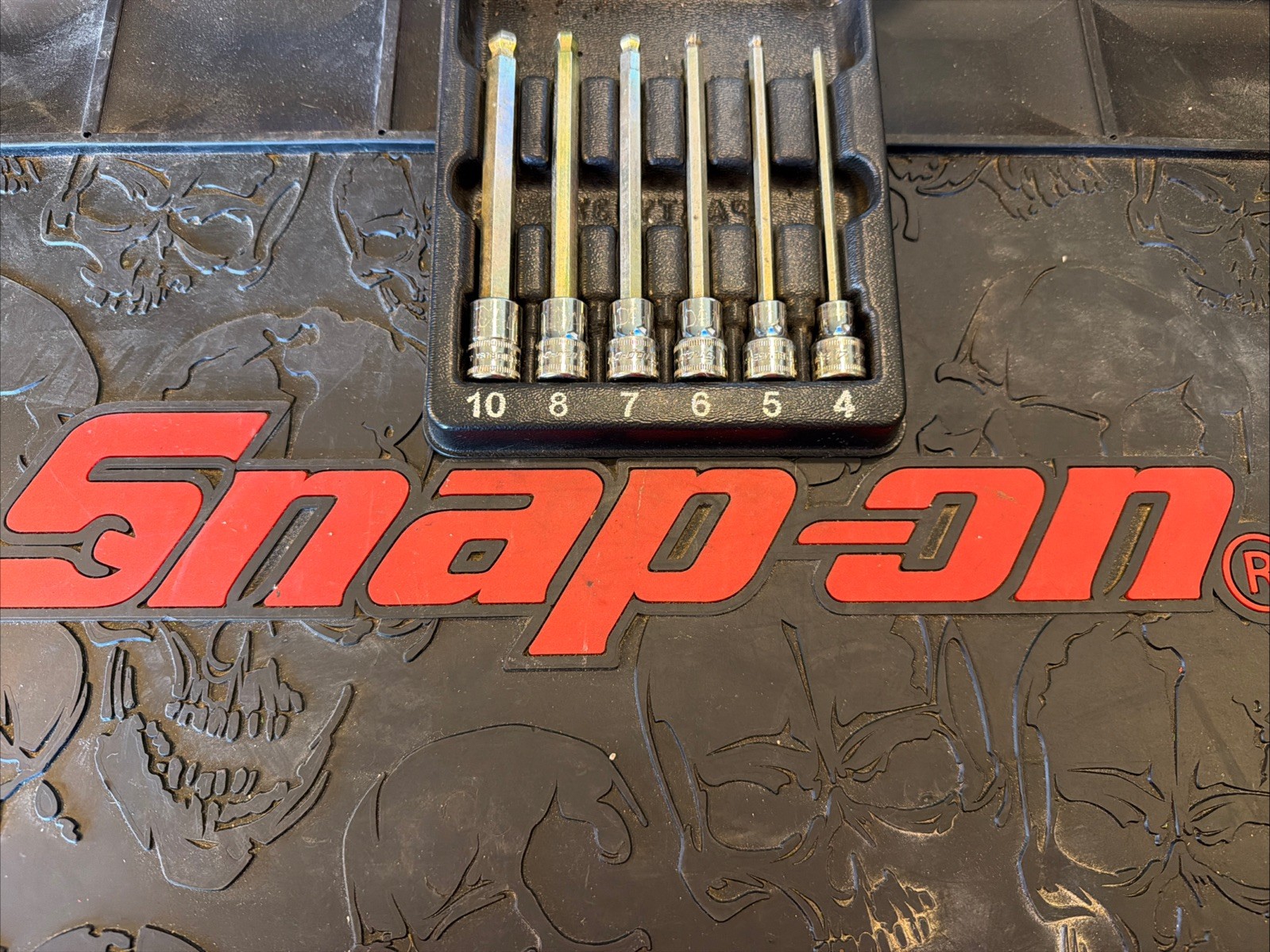 Snap-on 6pc 4mm-10mm Metric Long Hex Bit Socket Set 3/8 Dr 206EFABLM ENGRAVED