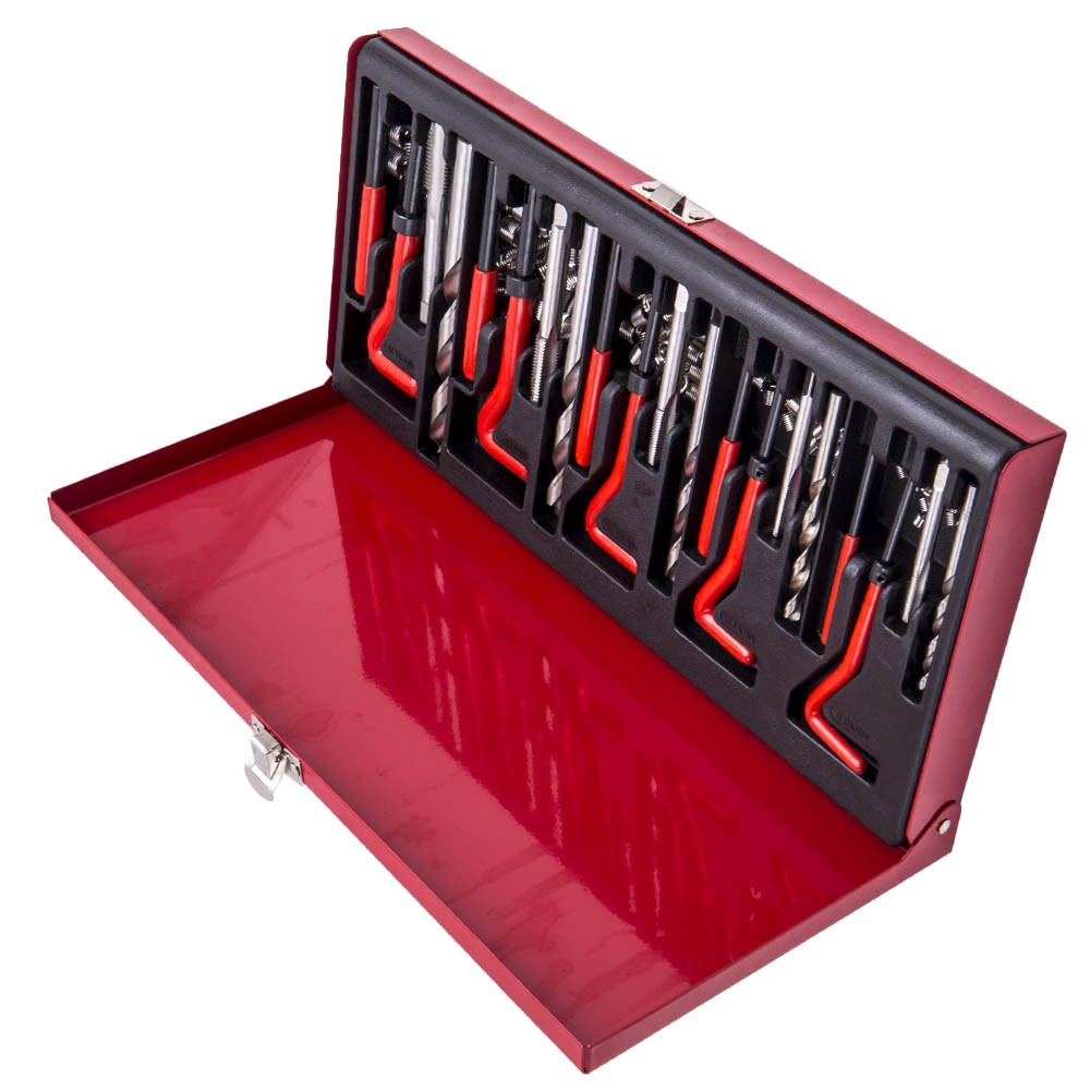 131 pcs Thread Repair Tool Kit Drill Bits Taps Threaded Inserts Installation